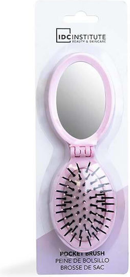 Idc Pocket Pop Out Brush Mirror Πτυσσόμενη Bούρτσα Mαλλιών Kαθρεφτάκι Ροζ