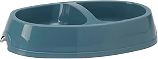Savic Picnic Doppelter Plastik-Hunde-Katzen-Napf Rutschfester Boden 2x400ml Blau