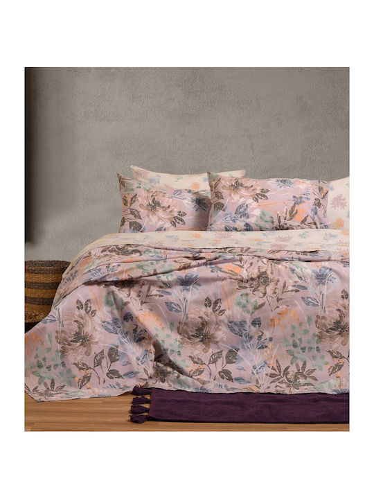 Melinen Σετ Σεντόνια King Size με Λάστιχο 180x200+32εκ. Elrod Lilac 4τμχ