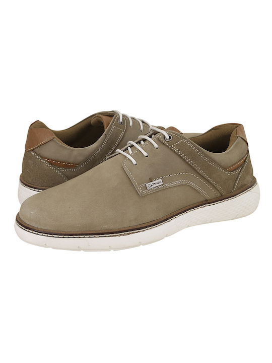 GK Uomo Men's Synthetic Leather Casual Shoes Beige