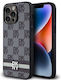 Калъф DKNY от PU кожа с кариран десен и ивица за iPhone 15 Pro Max, черен