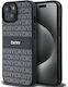 Dkny Pu Leder Wiederholungsmuster Tonale Streifen Hülle Iphone 15 Schwarz