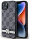 Husă Dkny din piele Pu cu model în carouri și dungi pentru iPhone 14, negru