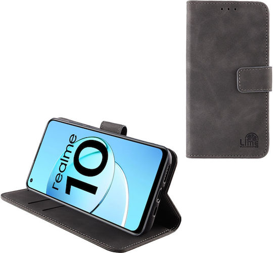 Lime Θηκη Realme 10 6.4" Essential Magnet Book Stand Clip Grey Lime Successories