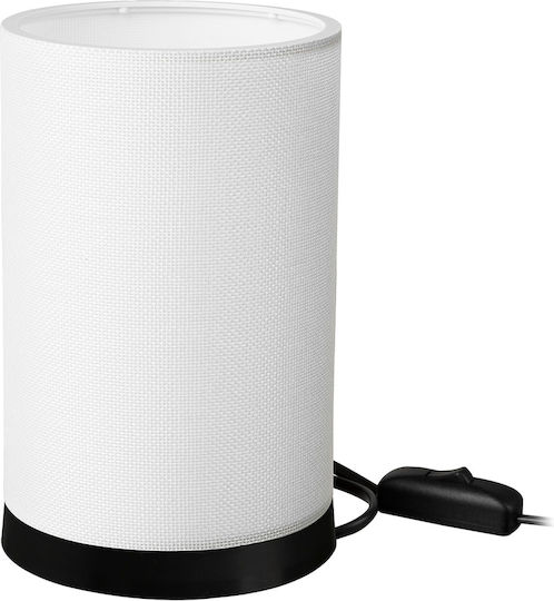 Heronia Metal Table Lamp for Socket E27 with White Shade and Black Base