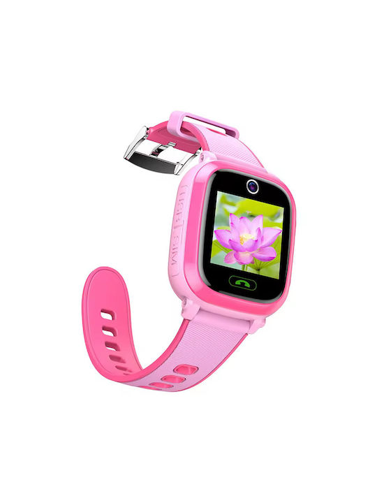 Smartwatch pentru copii cu curea din cauciuc/plastic Pink