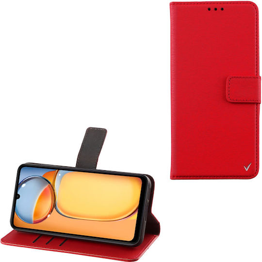 Volte-Tel Redmi Book Piele artificială Roșu (Xiaomi Redmi Redmi 13C 4G, Xiaomi Redmi 13C 5G)