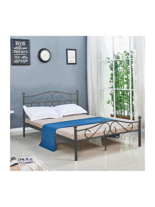 Yorick Double Metal Black Bed for Mattress 140x...