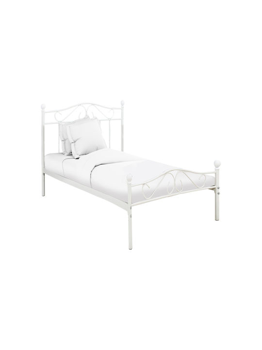 Yorick Κρεβάτι Μονό Μεταλλικό Λευκό για Στρώμα 90x190cm
