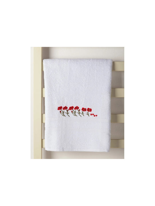 Towel made of 100% Cotton in White Color 50x100cm 1pcs