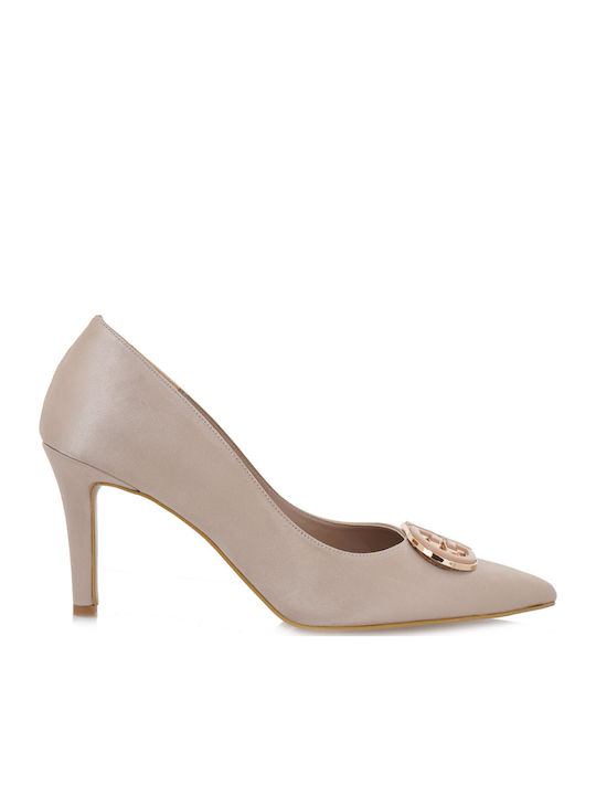Spitze Zehe Pumps Satin mit Hochem Absatz Rosa