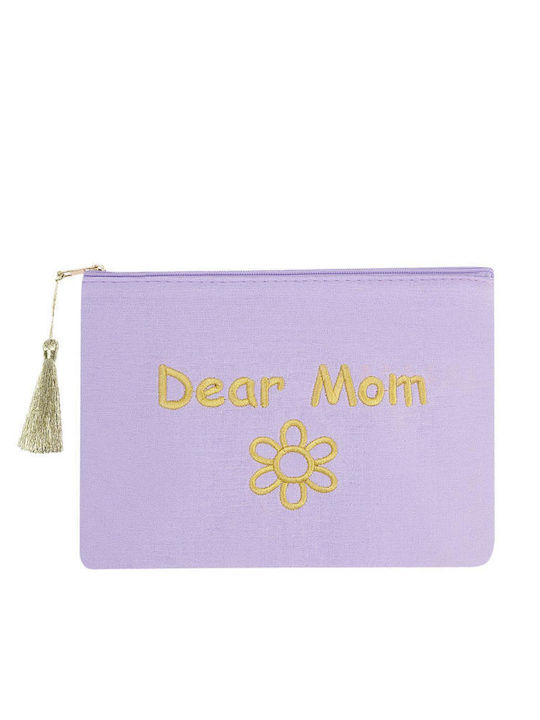 Make-up Bag Dear Mom Lilac Cotton