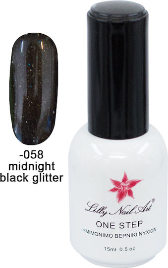 Halb-permanenter Nagellack Midnight Black Glitter 40504001 mit Glitter 15ml 1Stück