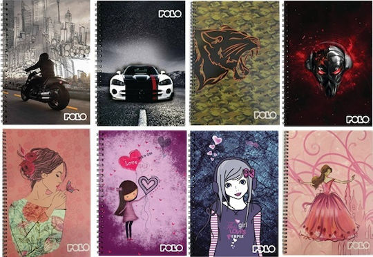 Polo Spiral Notebook Ruled 90 Sheets Dino 1pcs (Μiscellaneous Designs)