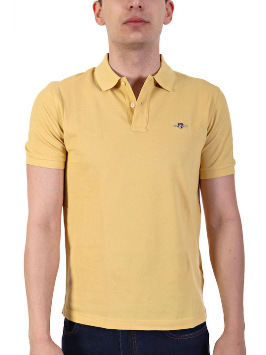 Gant Pique Men's Short Sleeve Blouse Polo Yellow