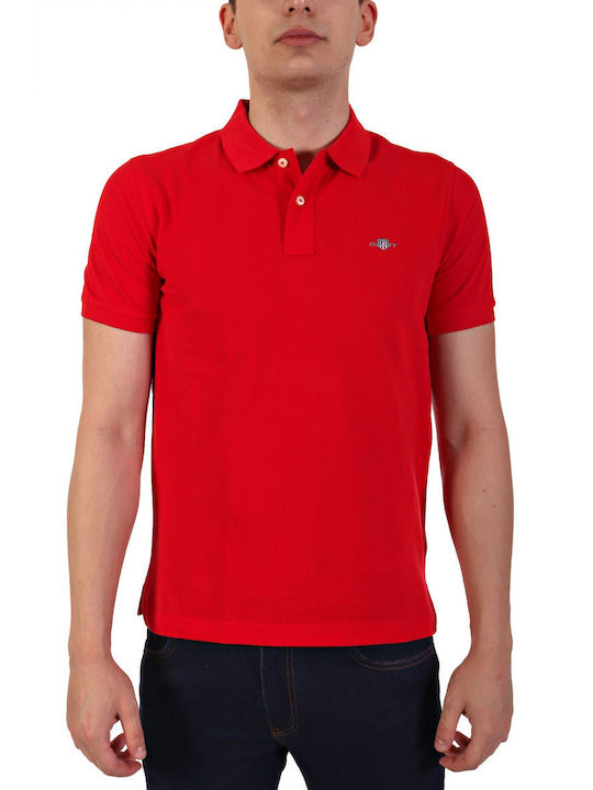 Gant Pique Bluza Bărbătească cu Mânecă Scurtă Polo RED