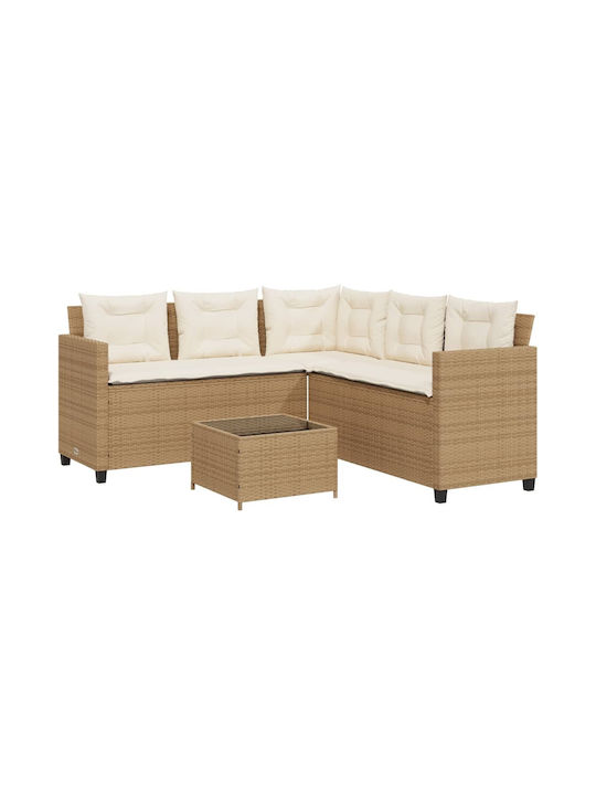 Set Outdoor Lounge Beige with Pillows 2pcs