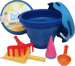 Folding Beach Bucket Toys 7 in 1 Compactoys-blue