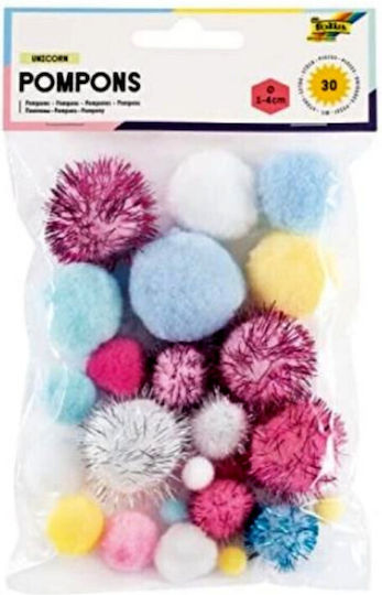 Folia Πόμ Πόμ Χειροτεχνίας Pastel Ασορτί 30τεμ 1-4εκ