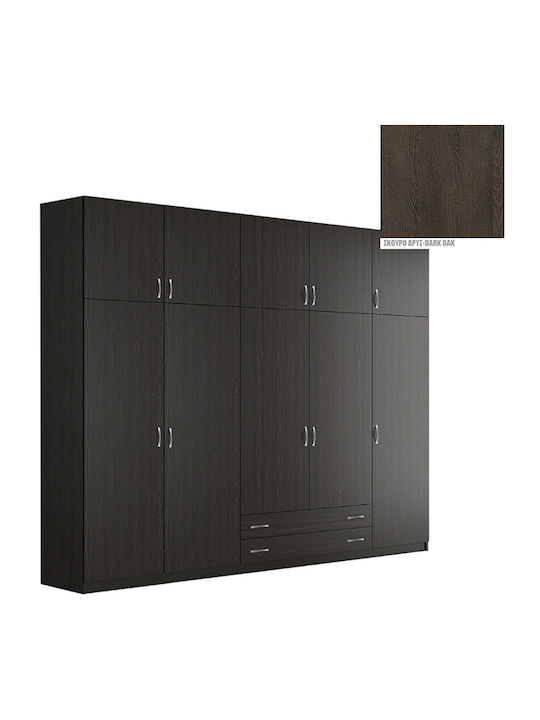 Fünf Türen Kleiderschrank mit Aufsatz Dark Oak 252x60x233cm