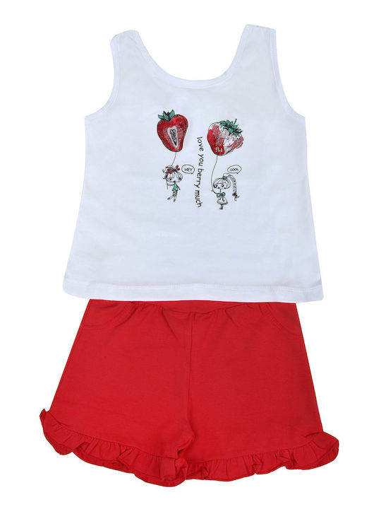 Nek Kids Wear Kids Set with Shorts Summer 2pcs White Love