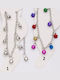 Silver Ankle Chain Decorated with Monochrome Multicolored Bells - Multicolor