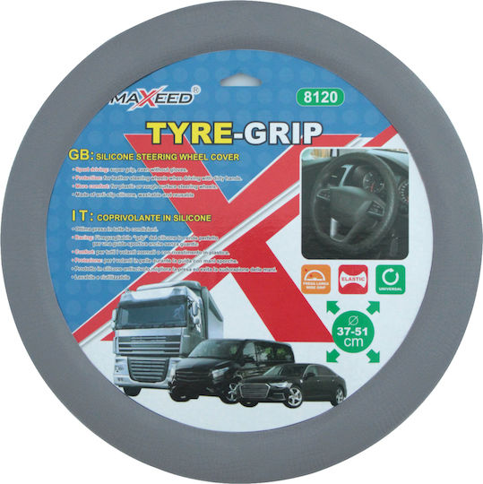 Maxeed Car Steering Wheel Cover with Diameter 37cm Silicone Gray with Gray Stitching