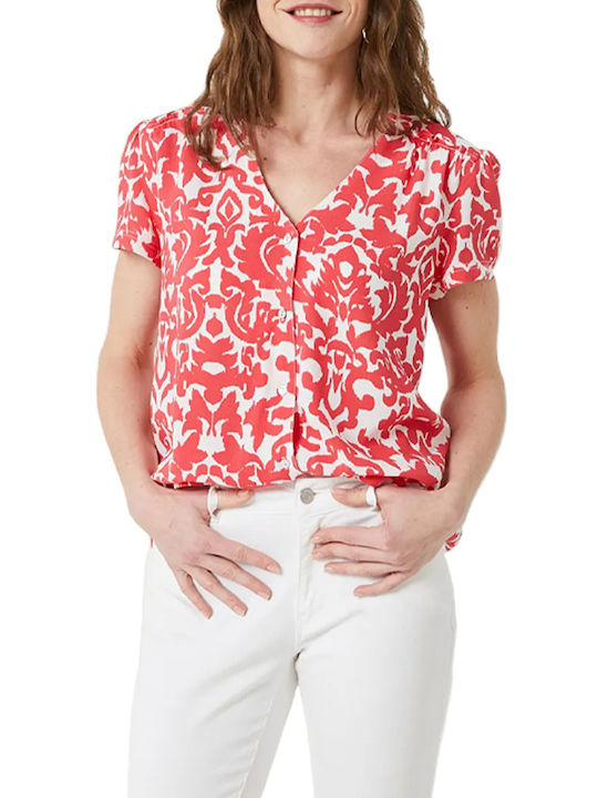 C'est Beau La Vie Women's Short Sleeve Shirt Κoραλί