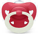 Nuk Pacifier Silicone Signature Hearts Red Night for 18-36 months 1pcs