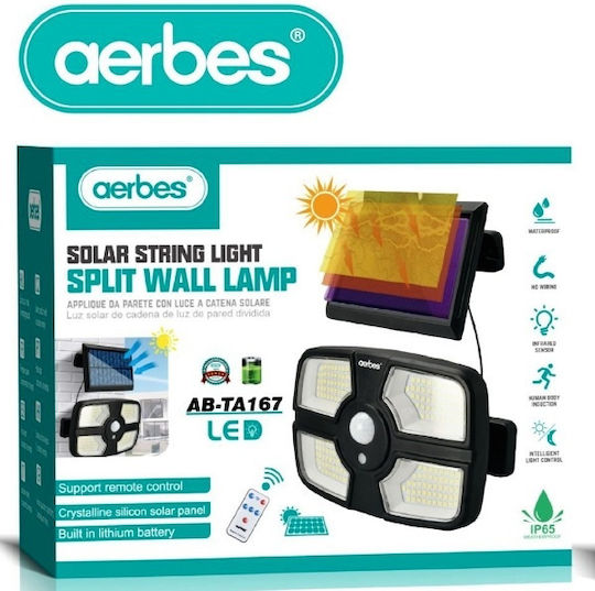 Aerbes Wall Mounted Solar Light with Motion Sensor, Photocell and Remote Control IP65
