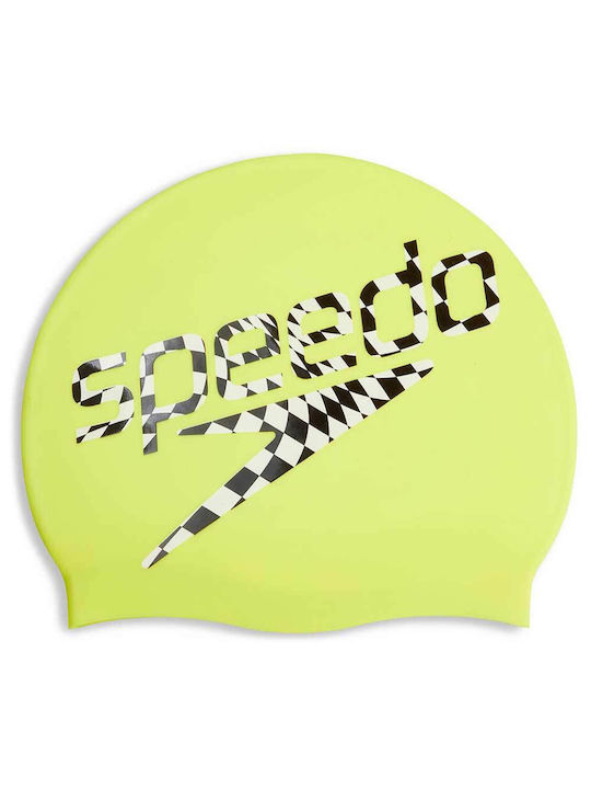 Speedo Printed Silicone Adults Swimming Cap Yellow