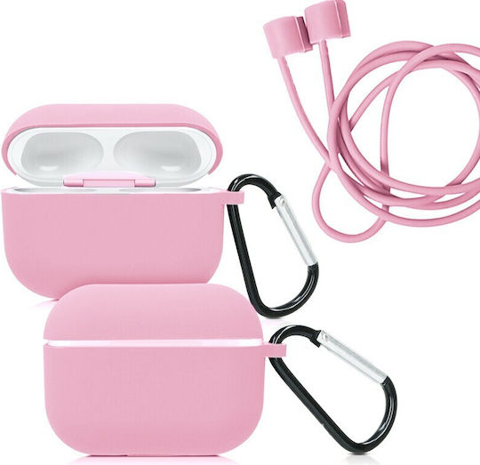 111.0141 Soft Silicone Case Γαντζο & Antilost Strap Airpods Pro Ροζ