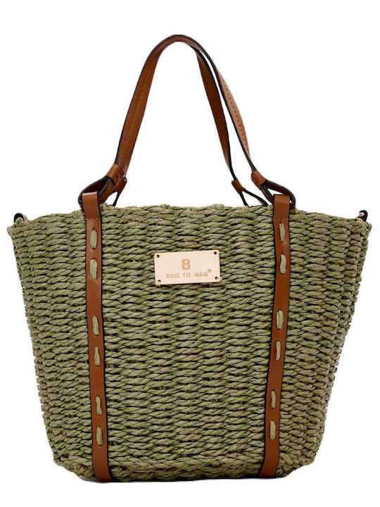 Bag to Bag Ψάθινη Γυναικεία Τσάντα Ώμου Πράσινη