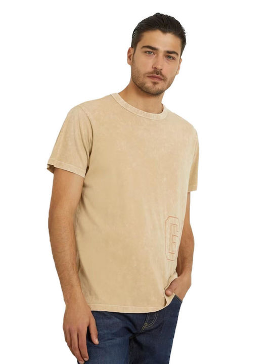 Guess T-shirt Bărbătesc cu Mânecă Scurtă beige