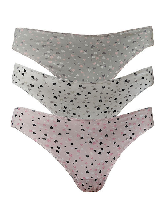 Βαμβακερά Γυναικεία Slip 3Pack Γκρι