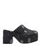 Mules with Chunky High Heel in Black Color