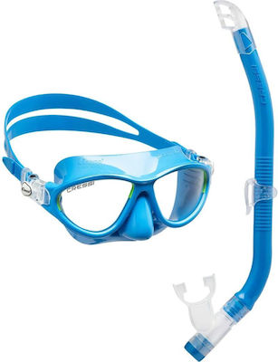 CressiSub Diving Mask Silicone with Breathing Tube Moon in Light Blue color