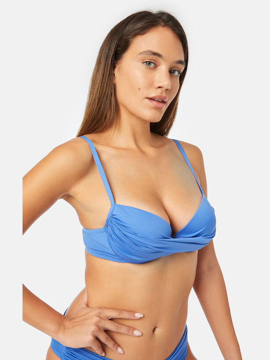 Minerva Padded Underwire Bikini Bra with Adjustable Straps Blue