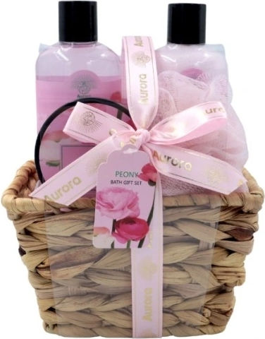 Aurora Peony Gift Set Shower Gel 250ml + Body Lotion 250ml + Bath Salt 70g + Sponge