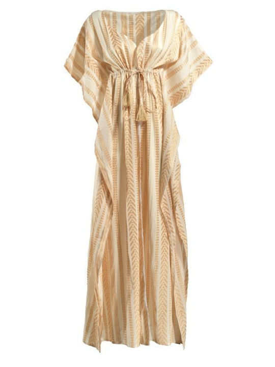 Ble Resort Collection Women's Maxi Kimono Beachwear White/gold