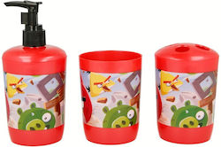 Angry Birds Σετ Αξεσουάρ Μπάνιου Πλαστικό Κόκκινο 3τμχ Angry Birds Σετ Αξεσουάρ Μπάνιου Πλαστικό Κόκκινο 3τμχ