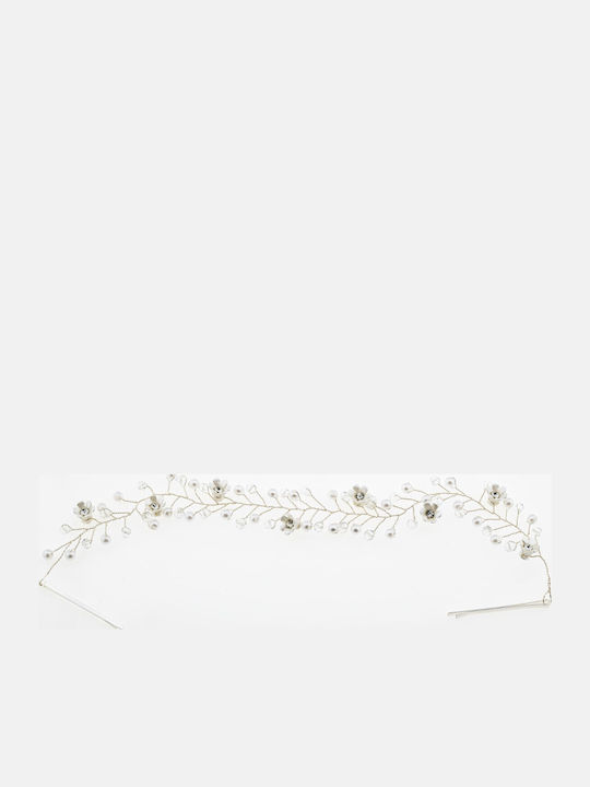 Tiara mireasă decorată cu sârmă și flori stras și perle, 2 modele-2