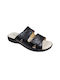 Blondie Leather Women's Flat Sandals Anatomic in Black Color