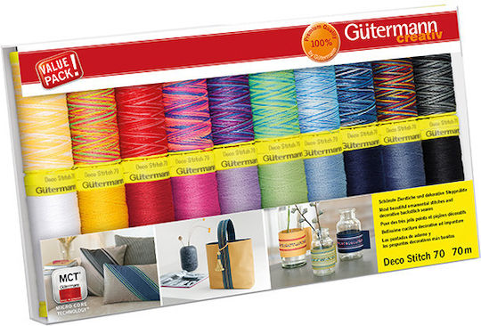 Set 20 Dekostich 70 Mehrfarbige Fäden 702165 Gutermann