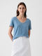 GAP Vintage Women's Athletic Blouse with V Neckline Light Blue