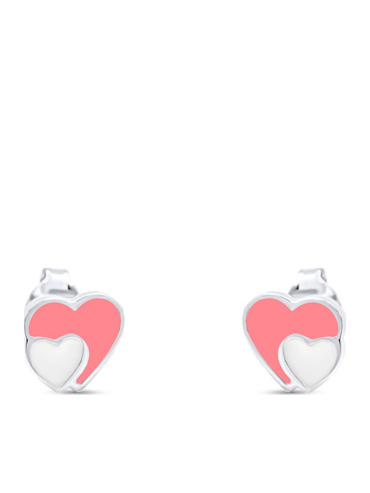 Goldjewels Παιδικά Σκουλαρίκια Καρφωτά Καρδιά από Ασήμι