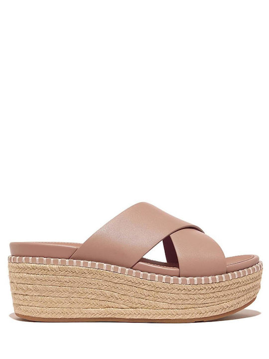 Women's Leather Platform Shoes Beige