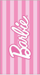 Детска плажна кърпа Barbie Logo Розово ивици 140x70см