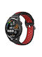 Huawei Watch Gt Runner 22mm Perforated Breathable Sports Silicone Watch Band Black+ Red