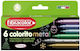 Fibracolor Colorito Metal Fine Writing Markers Set 6 Metallic Colors 550mz006se Fibracolor